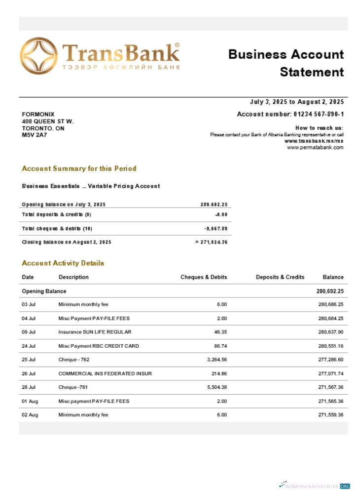 Download Transbank firm account statement Word and PDF template (1) Photoshop template